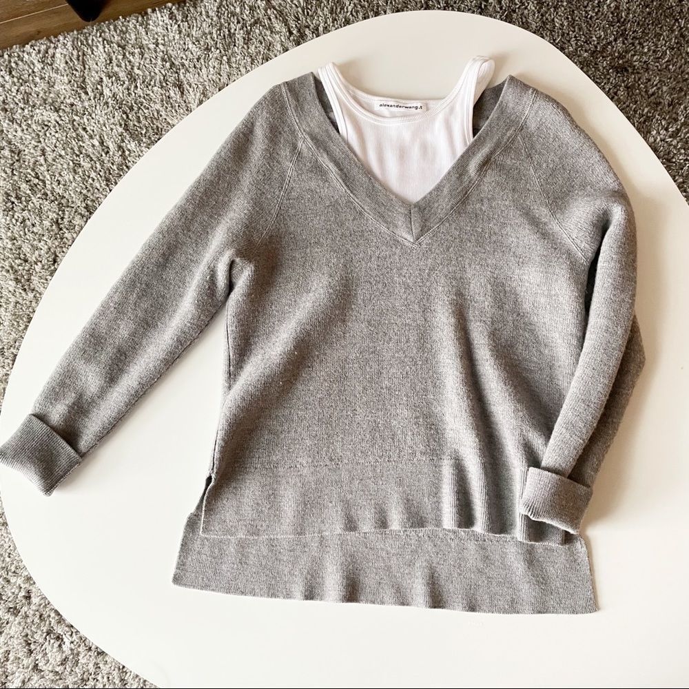 𝅺T by Alexander Wang Layered Merino Wool Sweater